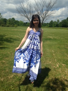 blue and white dress 1