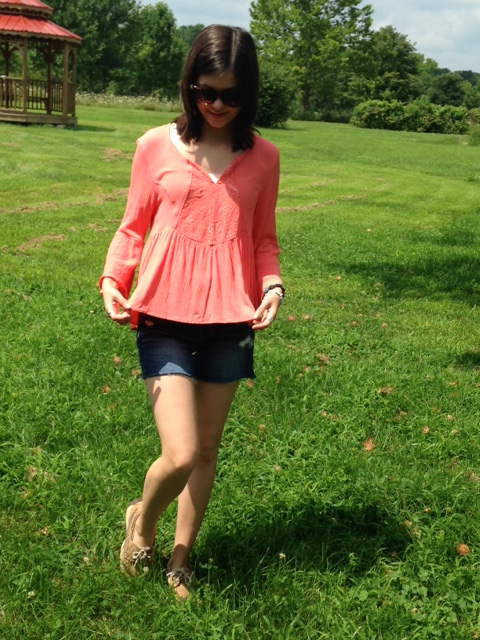 Coral with lace top 4