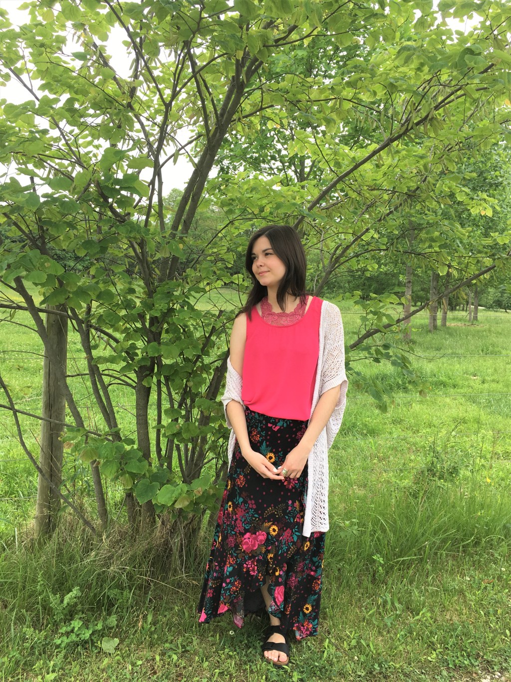 Spring: Dark Floral & Ruffle&nbsp;Skirt